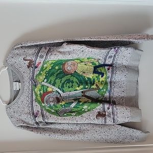 Rick & Morty Adult Swim Mens Sz. M Sweater Swearshirt Gray Polyester 2018